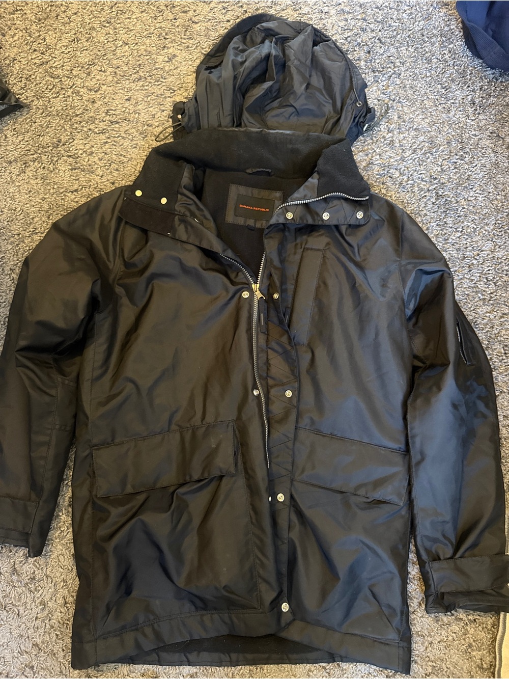 Banana Republic Black Hooded Raincoat
